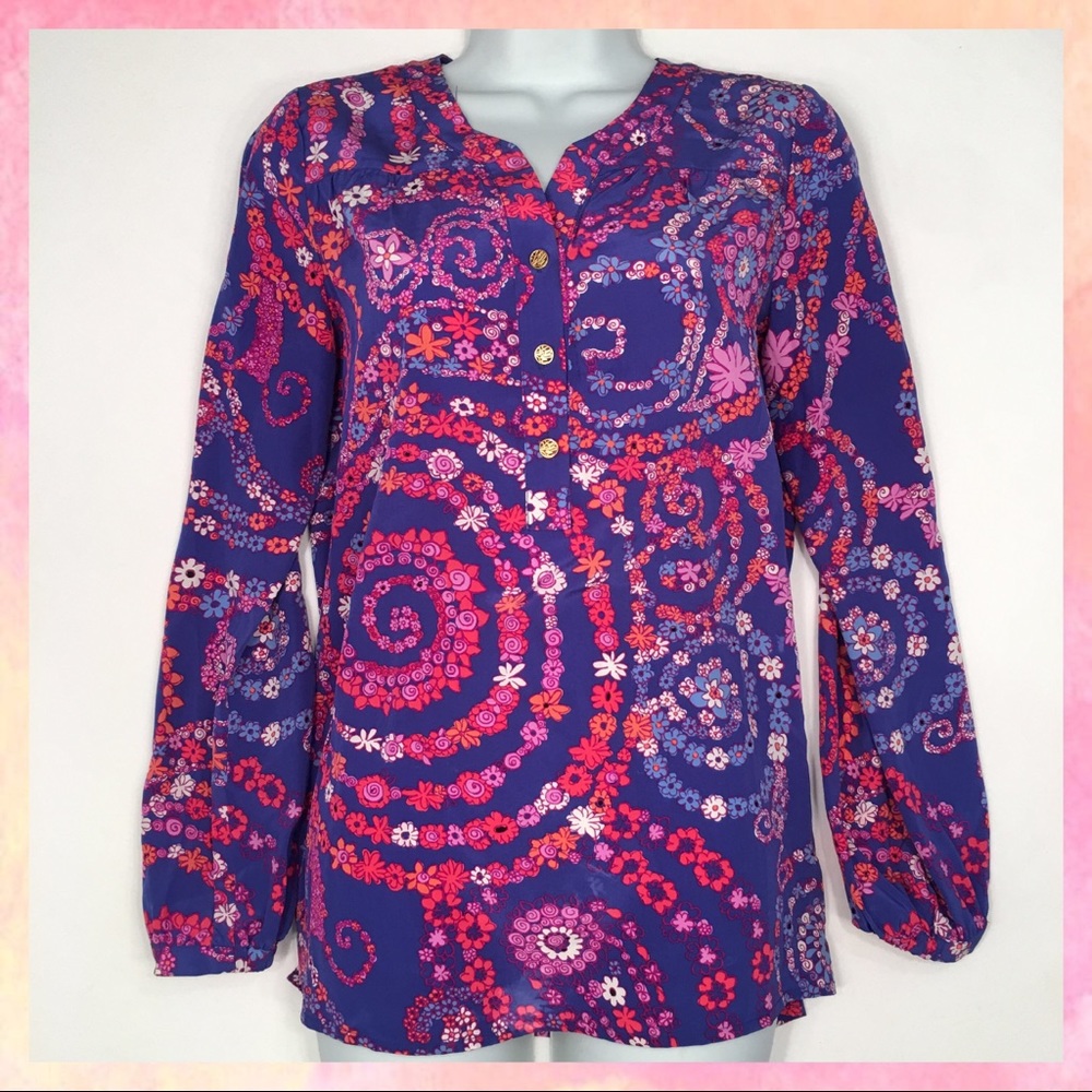 Lilly Pulitzer Secret Snail Providence Silk Blouse